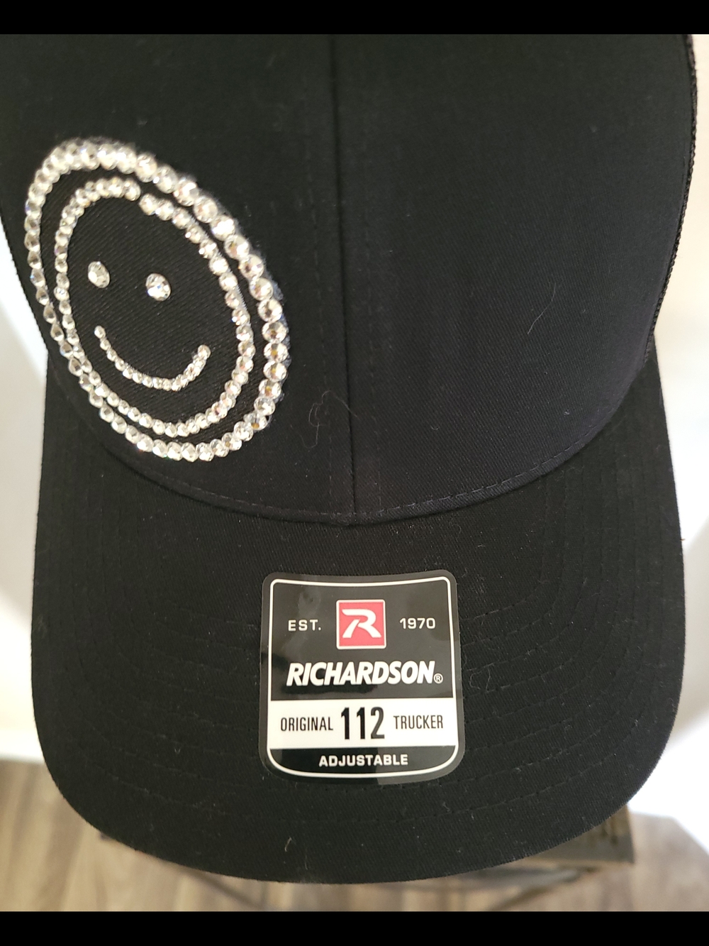 Custom Rhinestone Smiley Face Richardson 112 Trucker Hat